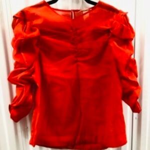 Cute Holiday Rushed Top Blouse, 38/8, NWT